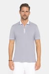 Erkek Slim Fit Dar Kesim %100 Pamuk Düz Pike Fermuarlı Gri Polo Yaka Tişört