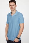 Erkek Polo V Yaka Slim Fit Düğmesiz Örme Pamuklu  Tişört