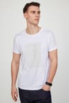 Erkek Bisiklet Yaka Slim Fit Pamuk Baskılı Tişört