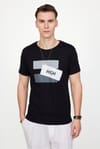 Erkek Bisiklet Yaka Slim Fit Pamuk Baskılı Tişört