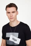 Erkek Bisiklet Yaka Slim Fit Pamuk Baskılı Tişört