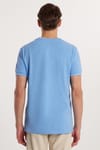 Erkek Slim Fit Dar Kesim %100 Pamuk Düz Pike Mavi Bisiklet Yaka Tişört