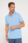 Erkek Slim Fit Dar Kesim %100 Pamuk Düz Pike Düğmesiz Mavi Polo Yaka Tişört