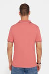 Erkek Slim Fit Dar Kesim %100 Pamuk Düz Pike Düğmesiz Pudra Polo Yaka Tişört