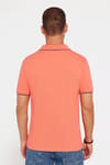 Erkek Slim Fit Dar Kesim %100 Pamuk Düz Pike Düğmesiz Somon Polo Yaka Tişört