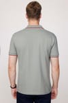 Erkek Polo Yaka Slim Fit Pamuk Fermuarlı Pike Gri Tişört