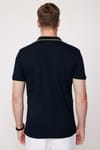 Erkek Polo Yaka Slim Fit Pamuk Fermuarlı Pike Lacivert Tişört
