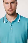 Erkek Polo Yaka Slim Fit Yaka Ve Kol Şeritli Pike Turkuaz Tişört
