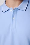 Erkek Polo Yaka Slim Fit Yaka ve Kol Şeritli Pike  Tişört