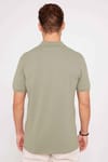Erkek Slim Fit Dar Kesim %100 Pamuk Düz Pike Yeşil Polo Yaka Tişört