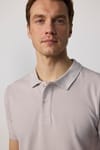 Erkek Slim Fit Dar Kesim Pamuklu Yumuşak Dokulu Serin Tutan Kumaş Düz Pike Küllü Pembe Polo Yaka Tişört