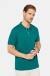 Erkek Slim Fit Dar Kesim %100 Pamuk Düz Pike Yeşil Polo Yaka Tişört