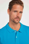 Erkek Slim Fit Dar Kesim %100 Pamuk Düz Pike Mavi Polo Yaka Tişört