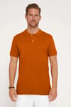Erkek Slim Fit Dar Kesim %100 Pamuk Düz Pike Kahverengi Polo Yaka Tişört