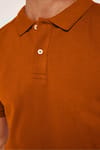 Erkek Slim Fit Dar Kesim %100 Pamuk Düz Pike Kahverengi Polo Yaka Tişört