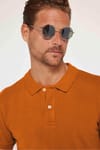 Erkek Slim Fit Dar Kesim %100 Pamuk Düz Pike Kahverengi Polo Yaka Tişört