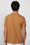 Erkek Polo Yaka Slim Fit Düz Pamuk Pike Kahvrengi Tişört