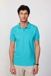 Erkek Polo Yaka Slim Fit Düz Pamuk Pike Yeşil Tişört