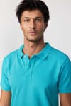 Erkek Polo Yaka Slim Fit Düz Pamuk Pike Yeşil Tişört