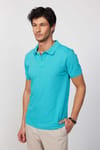 Erkek Polo Yaka Slim Fit Düz Pamuk Pike Yeşil Tişört