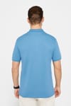 Erkek Slim Fit Dar Kesim %100 Pamuk Düz Pike İndigo Polo Yaka Tişört