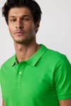 Erkek Polo Yaka Slim Fit Düz Pamuk Pike Yeşil Tişört