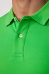 Erkek Polo Yaka Slim Fit Düz Pamuk Pike Yeşil Tişört