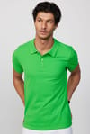 Erkek Polo Yaka Slim Fit Düz Pamuk Pike Yeşil Tişört