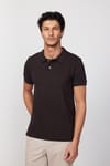 Erkek Polo Yaka Slim Fit Düz Pamuk Pike Kahvrengi Tişört