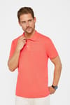 Erkek Slim Fit Dar Kesim %100 Pamuk Düz Pike Nar Polo Yaka Tişört
