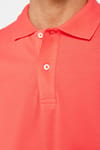 Erkek Slim Fit Dar Kesim %100 Pamuk Düz Pike Nar Polo Yaka Tişört