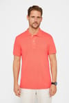 Erkek Slim Fit Dar Kesim %100 Pamuk Düz Pike Nar Polo Yaka Tişört