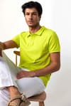 Erkek Polo Yaka Slim Fit Düz Pamuk Pike Yeşil Tişört