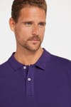 Erkek Slim Fit Dar Kesim %100 Pamuk Düz Pike Mor Polo Yaka Tişört