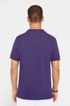 Erkek Slim Fit Dar Kesim %100 Pamuk Düz Pike Mor Polo Yaka Tişört