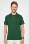 Erkek Slim Fit Dar Kesim %100 Pamuk Düz Pike Yeşil Polo Yaka Tişört
