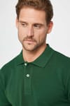 Erkek Slim Fit Dar Kesim %100 Pamuk Düz Pike Yeşil Polo Yaka Tişört