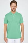 Erkek Slim Fit Dar Kesim %100 Pamuk Düz Pike Yeşil Polo Yaka Tişört