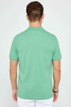 Erkek Slim Fit Dar Kesim %100 Pamuk Düz Pike Yeşil Polo Yaka Tişört
