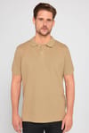 Erkek Slim Fit Dar Kesim %100 Pamuk Düz Pike Kum Rengi Polo Yaka Tişört