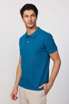 Erkek Polo Yaka Slim Fit Düz Pamuk Pike Petrol Tişört