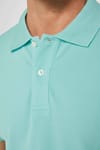 Erkek Slim Fit Dar Kesim %100 Pamuk Düz Pike Yeşil Polo Yaka Tişört