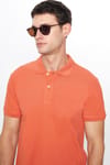 Erkek Slim Fit Dar Kesim %100 Pamuk Düz Pike Tarçın Renk Polo Yaka Tişört