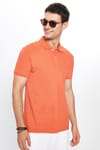 Erkek Slim Fit Dar Kesim %100 Pamuk Düz Pike Tarçın Renk Polo Yaka Tişört