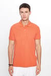 Erkek Slim Fit Dar Kesim %100 Pamuk Düz Pike Tarçın Renk Polo Yaka Tişört