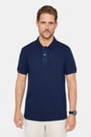 Erkek Slim Fit Dar Kesim %100 Pamuk Düz Pike Lacivert Polo Yaka Tişört