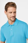 Erkek Slim Fit Dar Kesim %100 Pamuk Düz Pike Mavi Polo Yaka Tişört