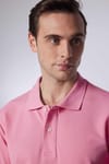 Erkek Slim Fit Dar Kesim %100 Pamuk Düz Pike Lila Polo Yaka Tişört