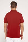 Erkek Slim Fit Dar Kesim %100 Pamuk Düz Pike Bordo Polo Yaka Tişört