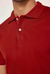 Erkek Slim Fit Dar Kesim %100 Pamuk Düz Pike Bordo Polo Yaka Tişört